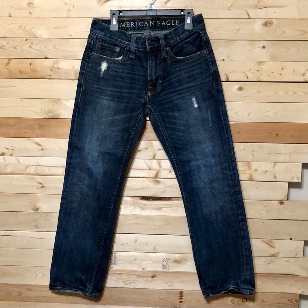 American Eagle Men’s Dark Wash 100% Cotton Slim Straight denim Jean size 26